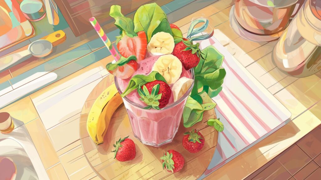 Lose Weight and Boost Your Energy: The Smoothie Diet for Women 3 a wide angle shot from above in a pastel XtrjdqJ4SdWOhvQDL4iJZw 8oARPceDQvqyxJzWheNB9Q